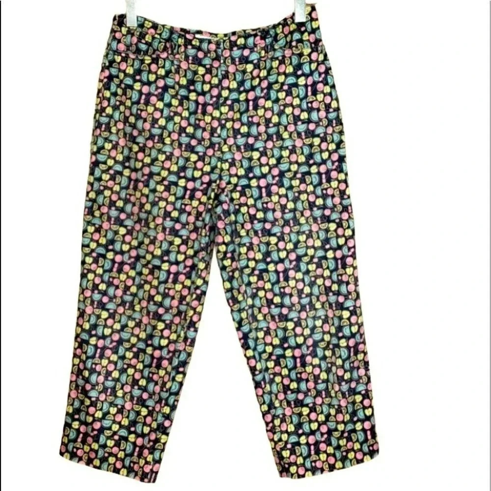 Talbots Stretch 4p Multicolor Melon Print Capris